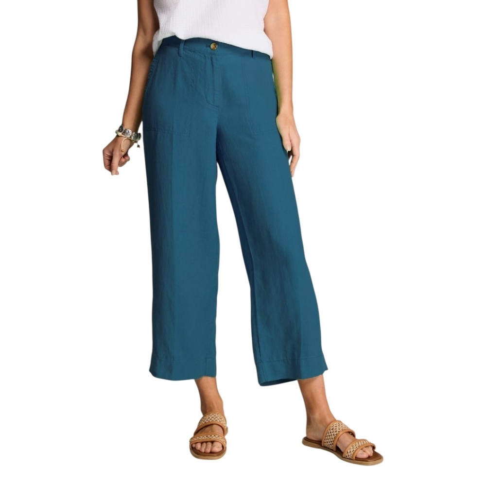 J.Jill Pants Cropped Linen Creased-Front Wide-Leg